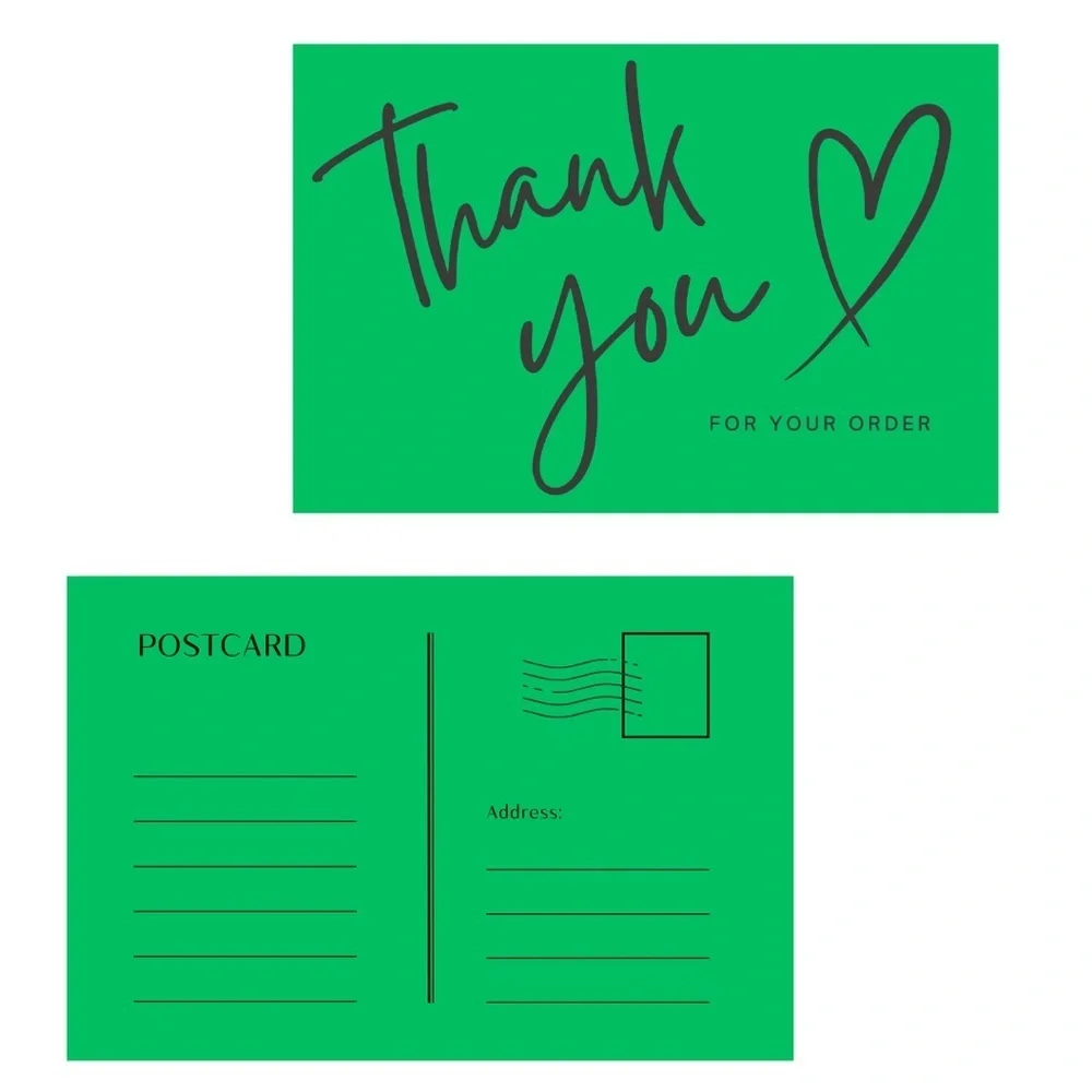 Set of 10 Green Thank You Postcards